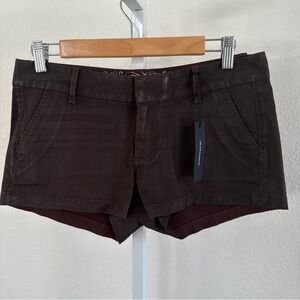 Express Short Shorts Brown NWT Coated Cotton Size 2 Low Rise Sleek Style Y2K